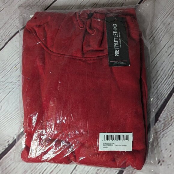 PLT Recycled RED Oversize Sweat Hoodie L NWT - Picture 4 of 6